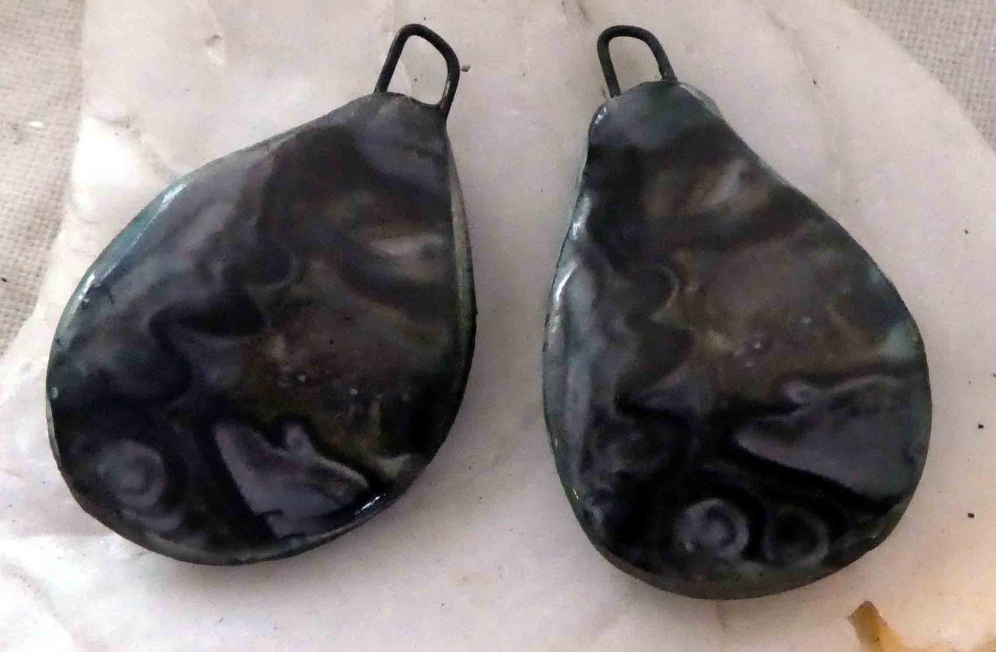 Ceramic Decal Glossy Gemstone Slice Earring Charms #2