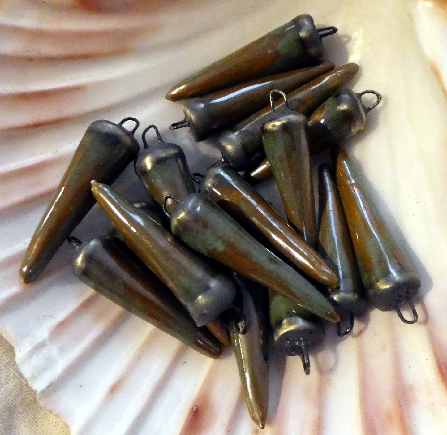 Ceramic Spikes  Earring Charms -Mud and Grass