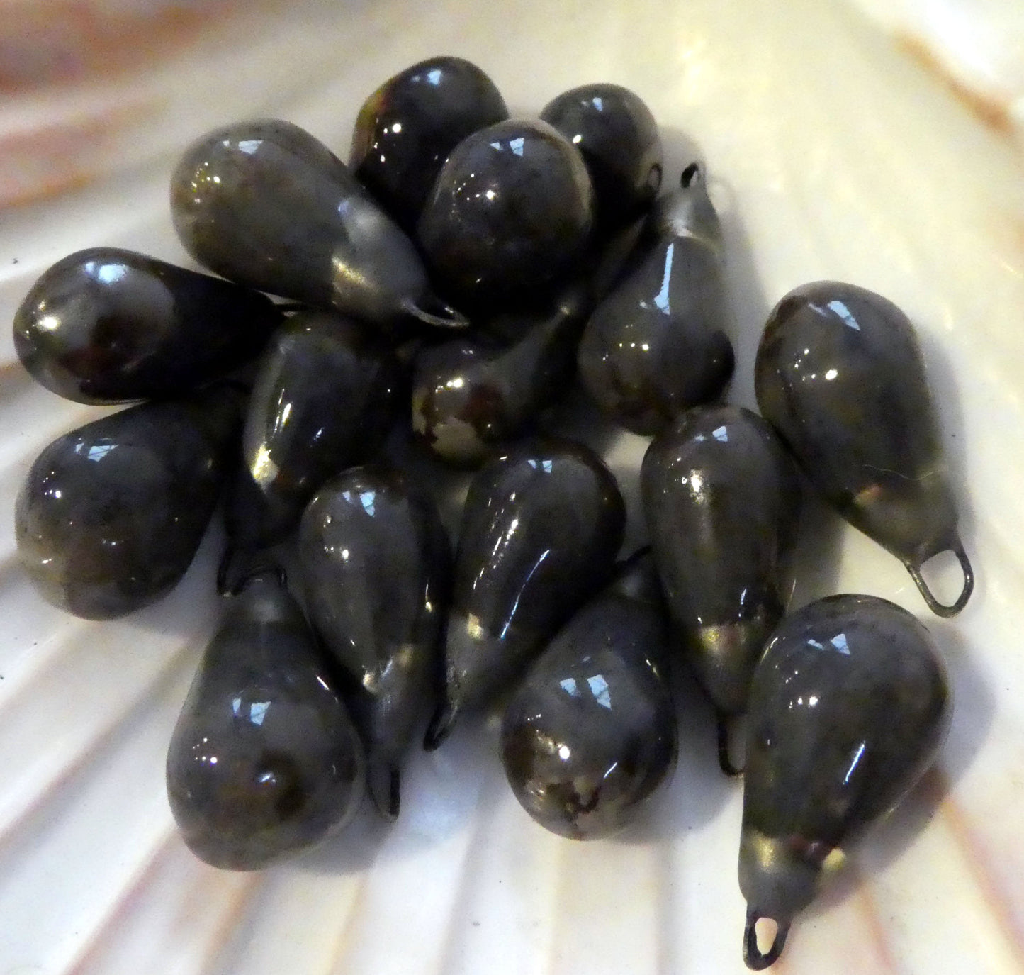 Ceramic Drops  Earring Charms -Dark Amethyst