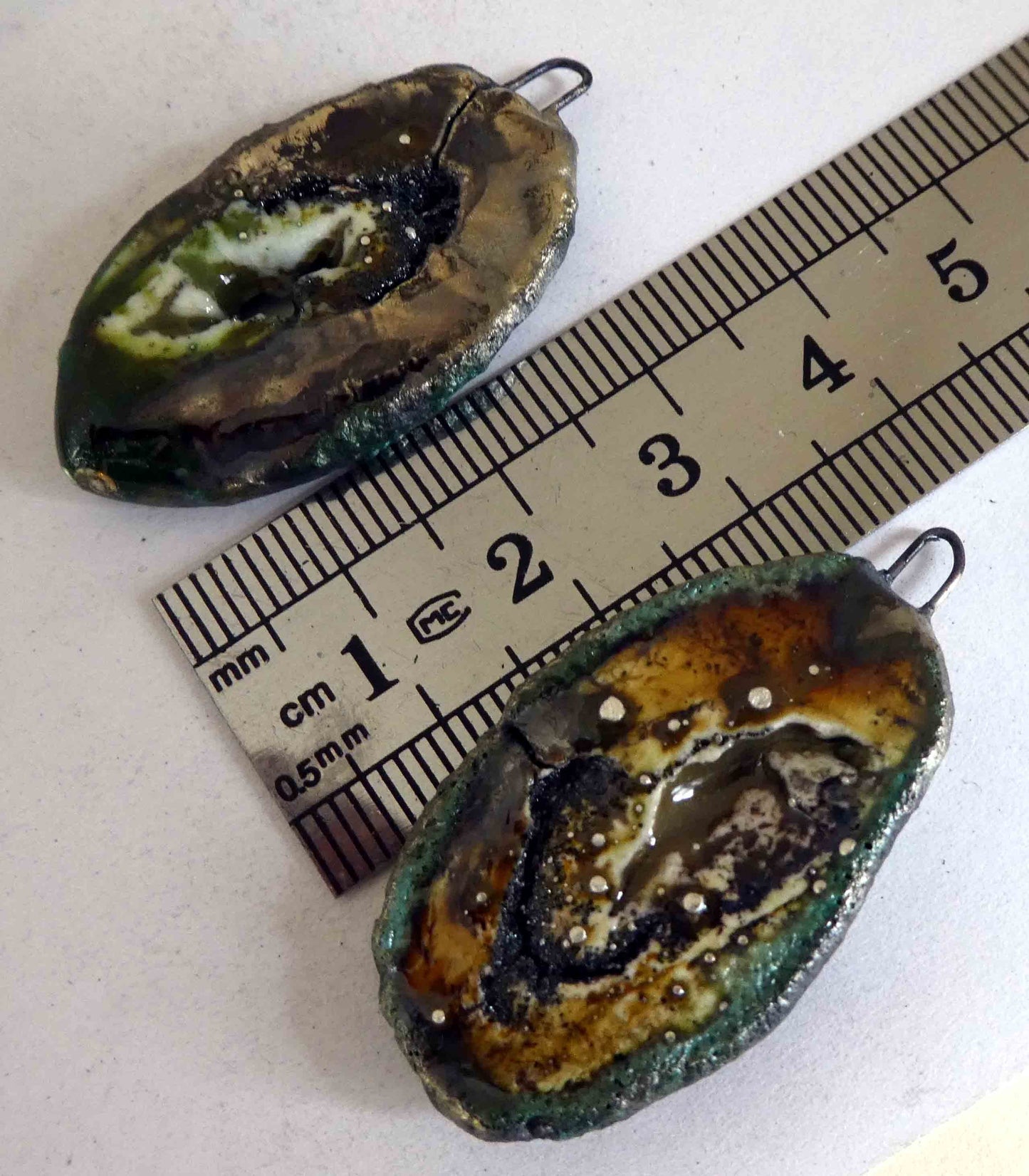 Ceramic Agate Slice Drops Earring Charms- Dune