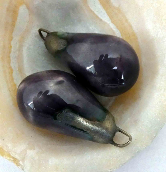 Ceramic Drops Earring Charms -Grape