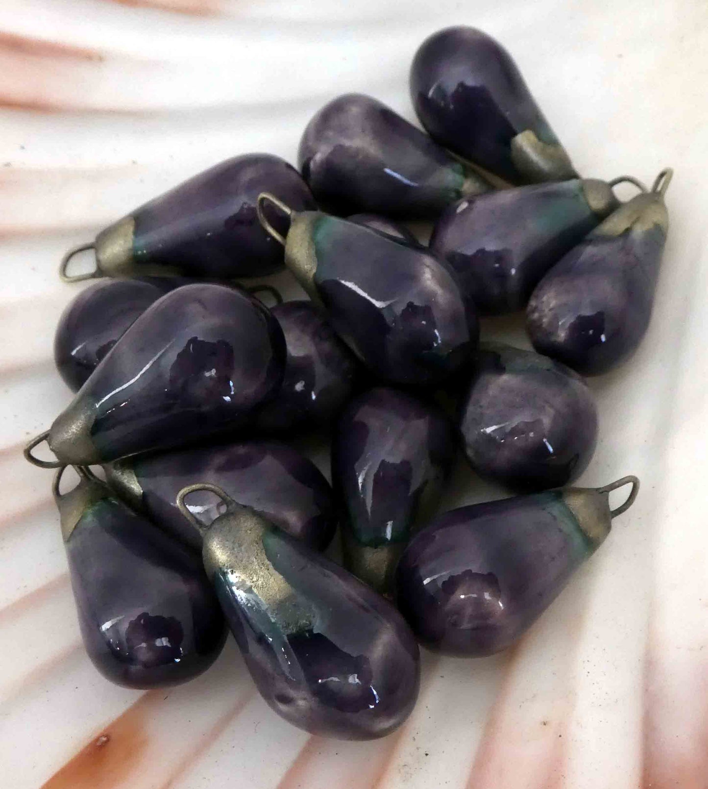 Ceramic Drops Earring Charms -Grape