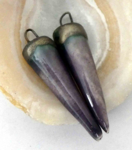 Ceramic Spikes Earring Charms -Grape