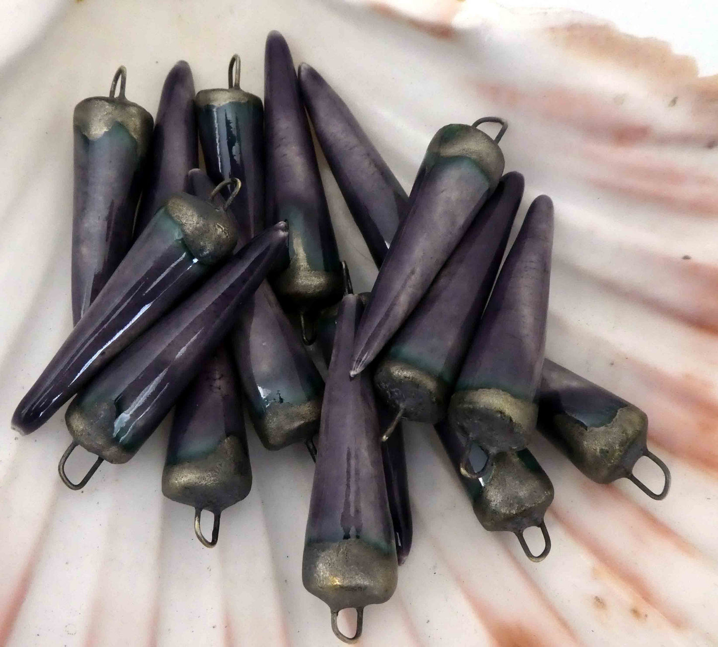 Ceramic Spikes Earring Charms -Grape