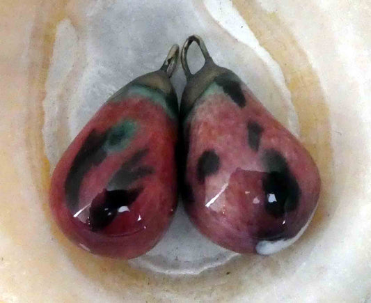 Ceramic Drops Earring Charms -Cranberry Frost