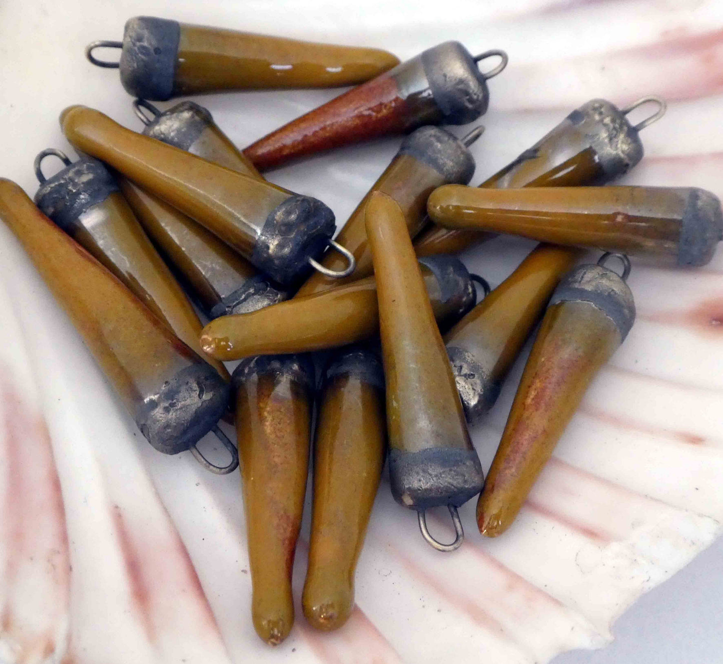 Ceramic Spikes  Earring Charms -Rust