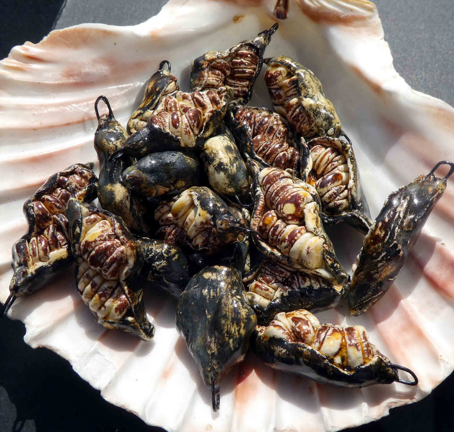 Ceramic Bursting Seed Pod Earring Charms - Dune