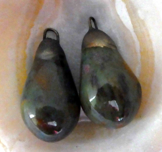 Ceramic Drops Earring Charms -Field and Flowers