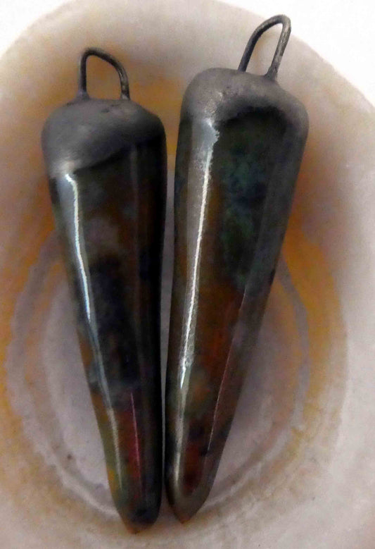 Ceramic Spikes Earring Charms -Field and Flowers