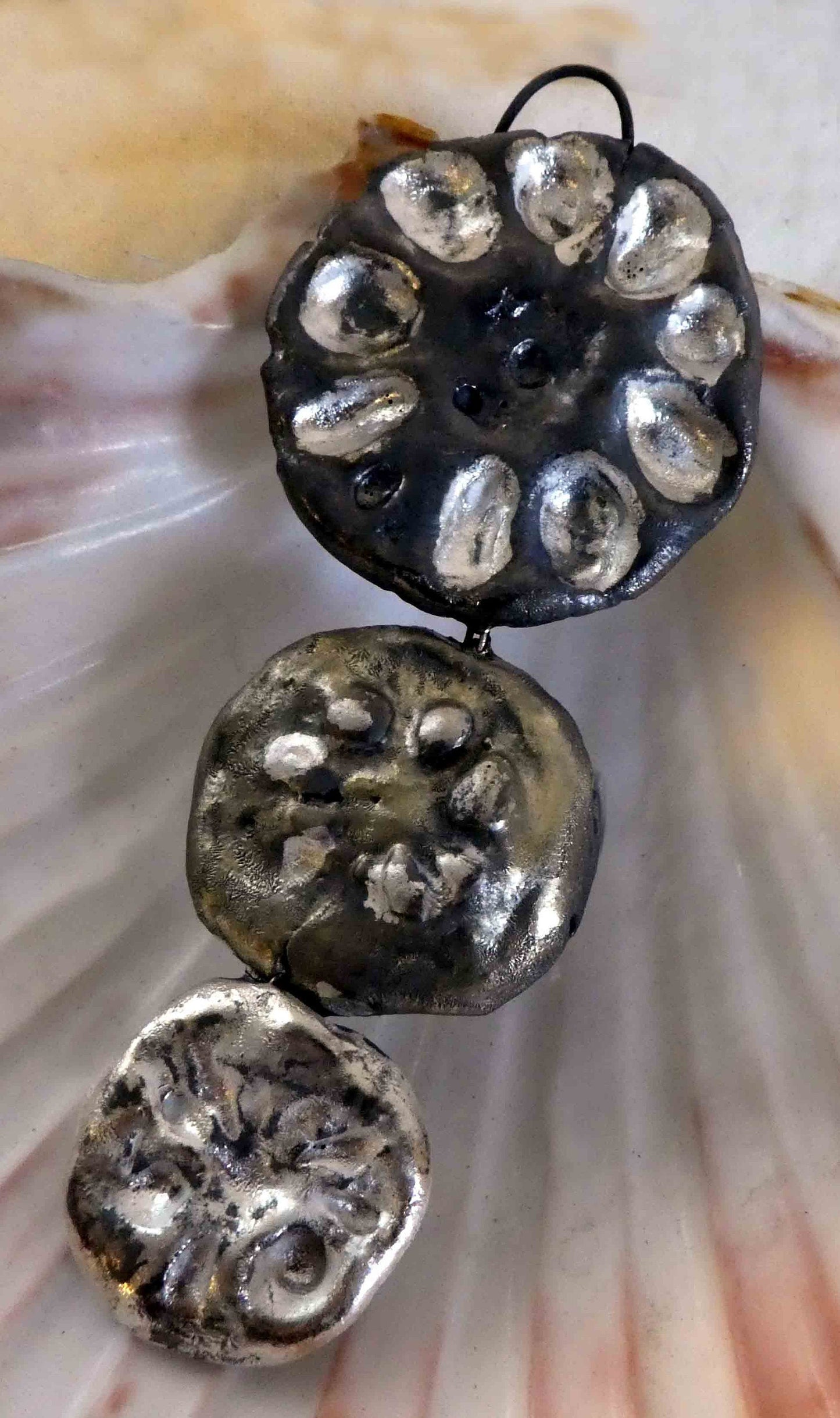 Ceramic Metallic Lotus Slice Pendant #2