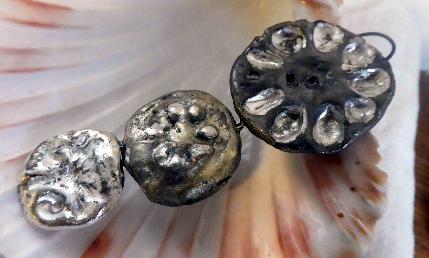 Ceramic Metallic Lotus Slice Pendant #2