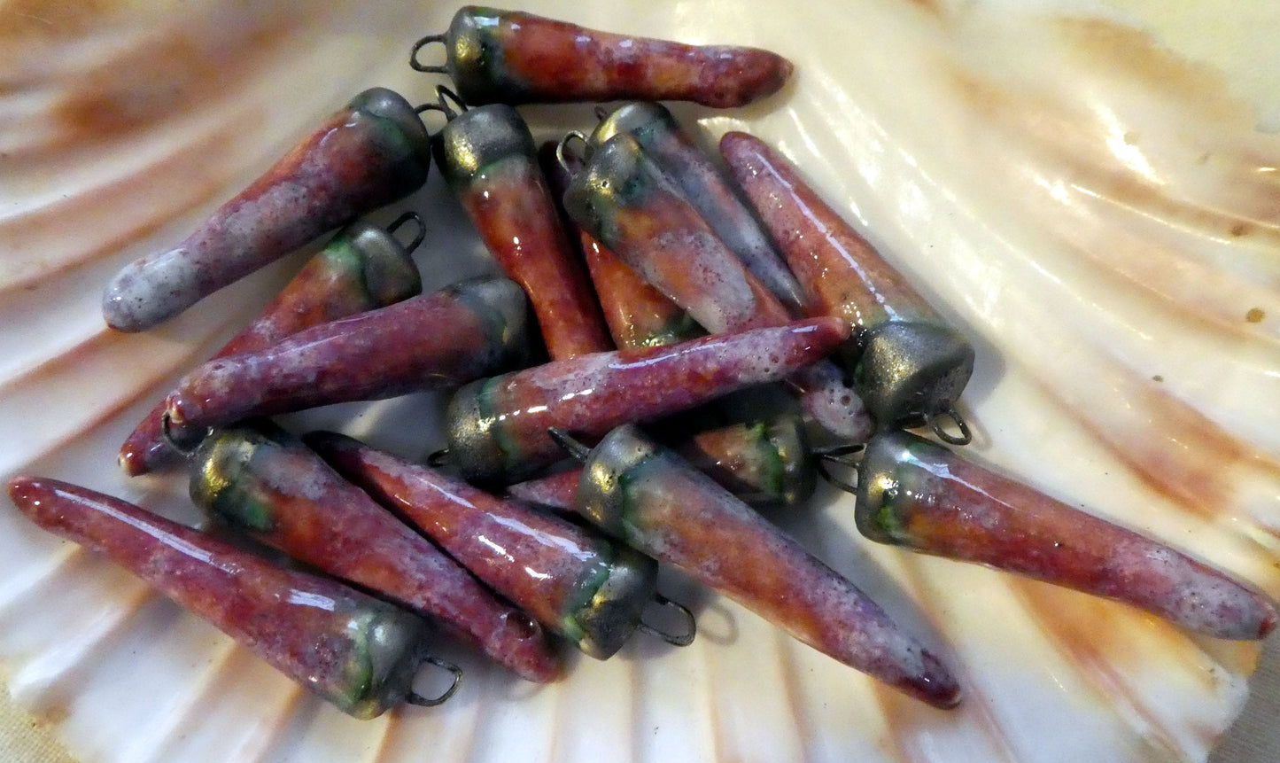 Ceramic Spikes  Earring Charms -Strawberry Sundae