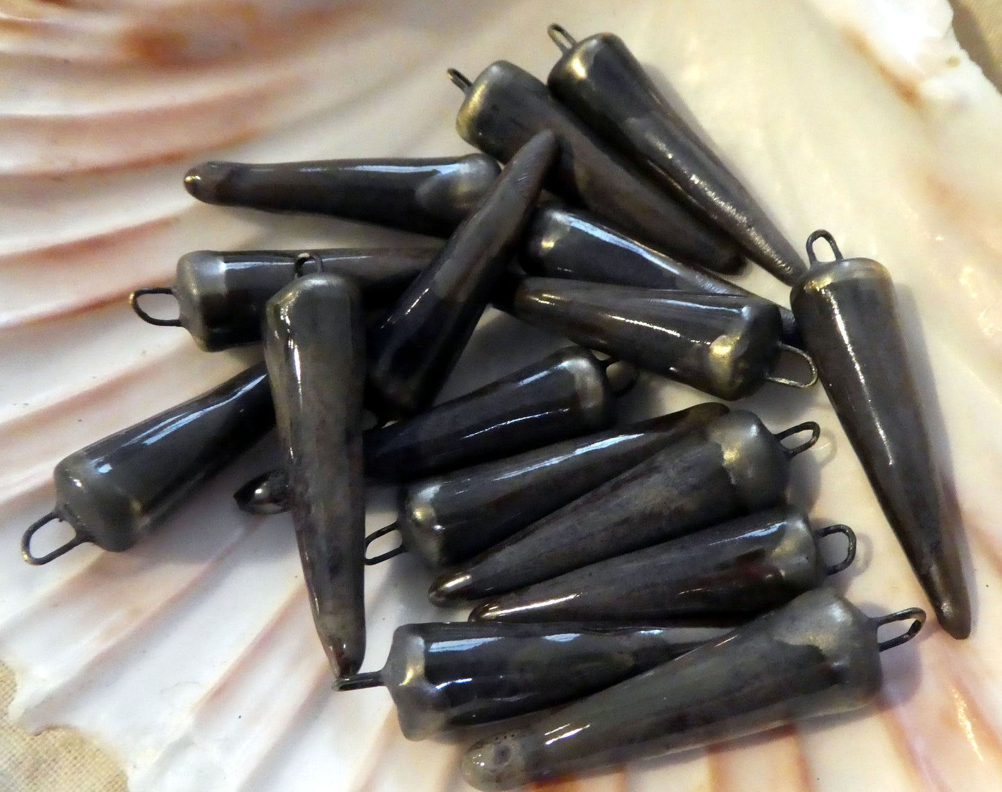 Ceramic Spikes Earring Charms -Dark Amethyst