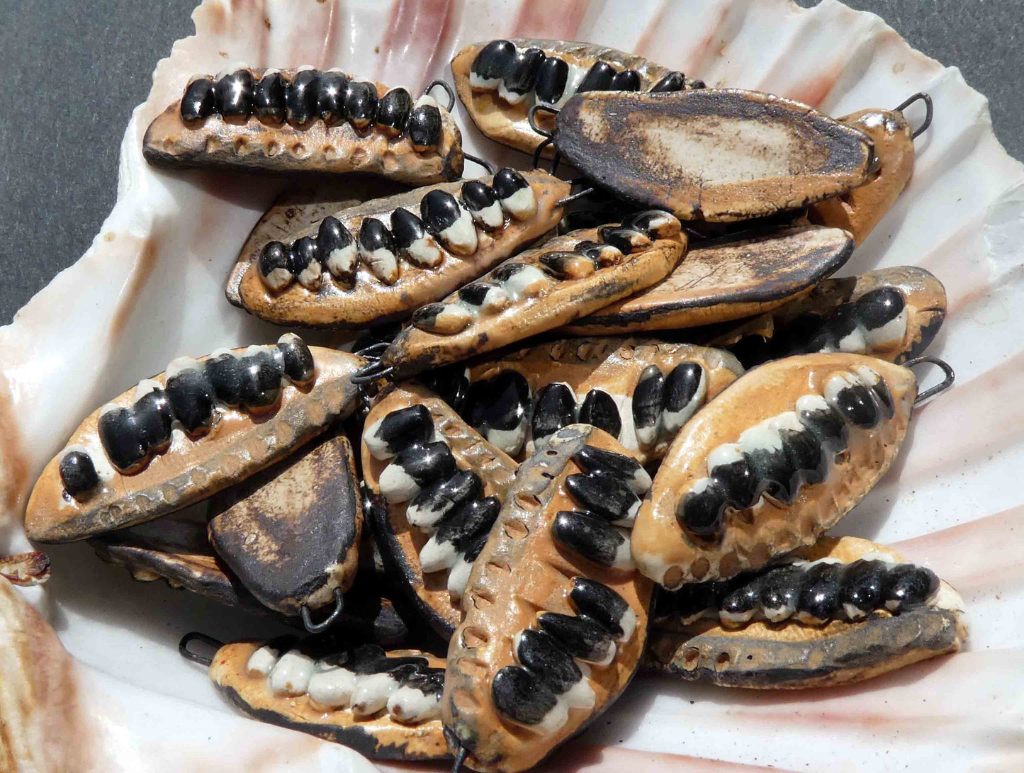 Ceramic Black Bean Pod Earring Charms