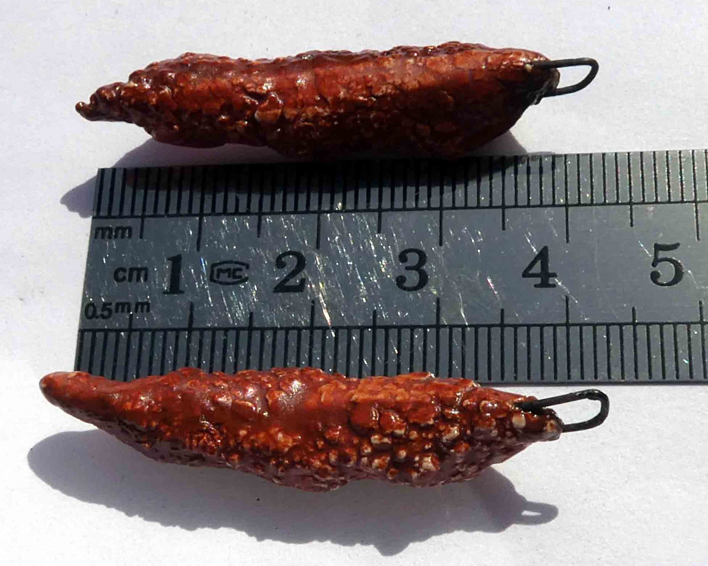 Ceramic Long Red Bean Pod Earring Charms