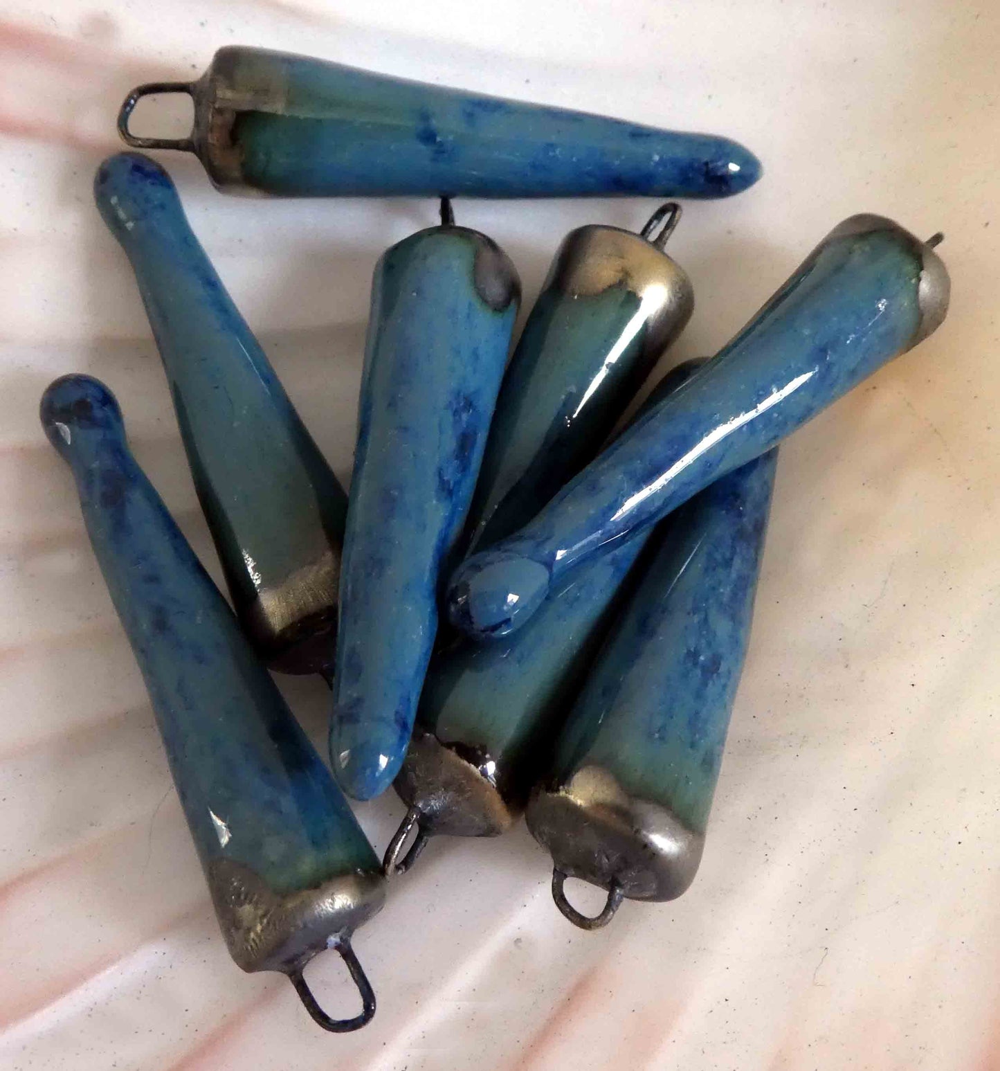 Ceramic Spikes Earring Charms - Aquamarine