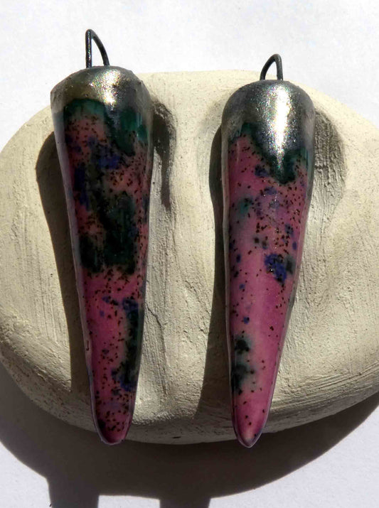 Ceramic Bronzy Spike Earring Charms-Wild Mauve