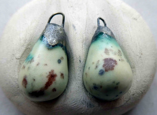 Ceramic Bronzy Droplet Earring Charms - Tortilla