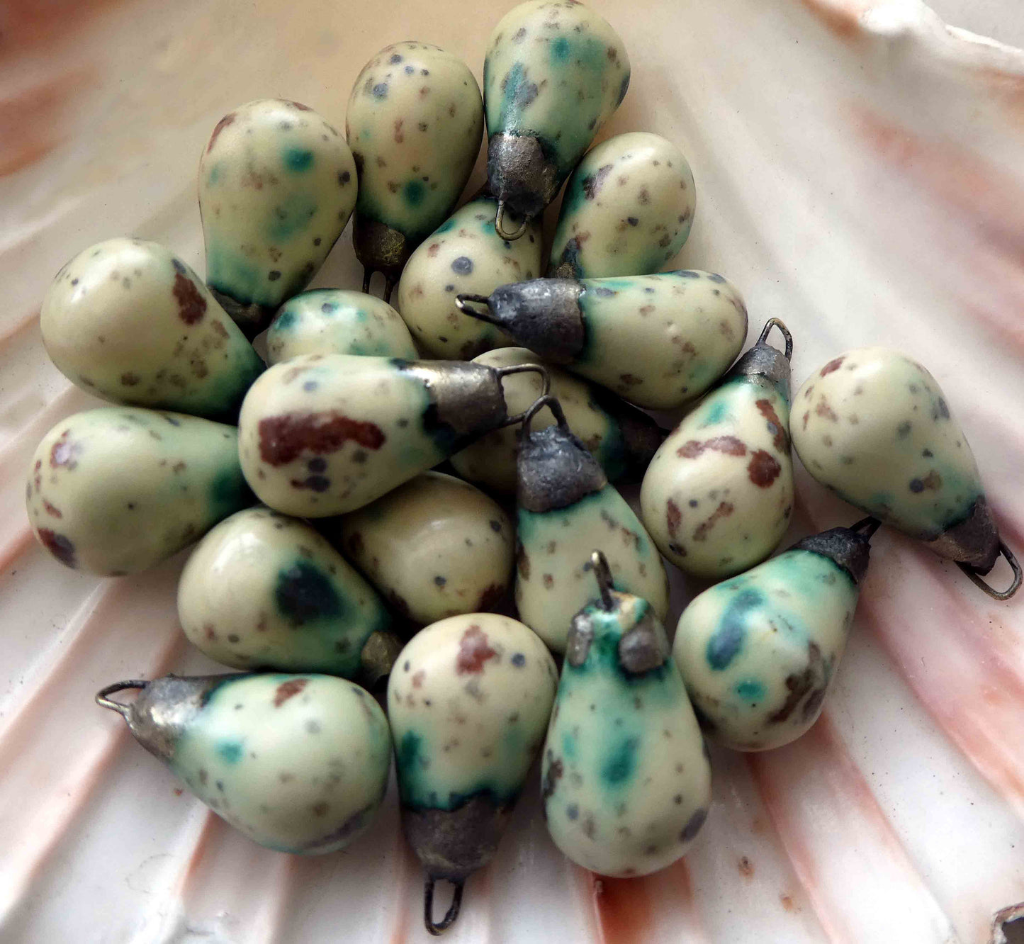 Ceramic Bronzy Droplet Earring Charms - Tortilla