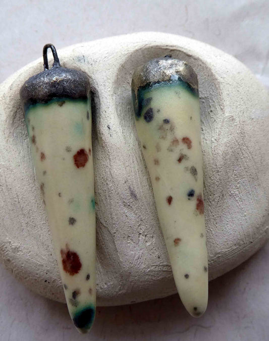 Ceramic Bronzy Spikes Earring Charms - Tortilla