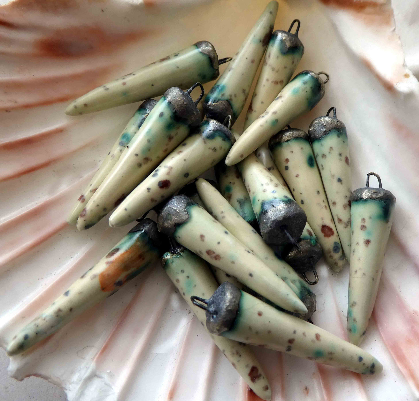 Ceramic Bronzy Spikes Earring Charms - Tortilla