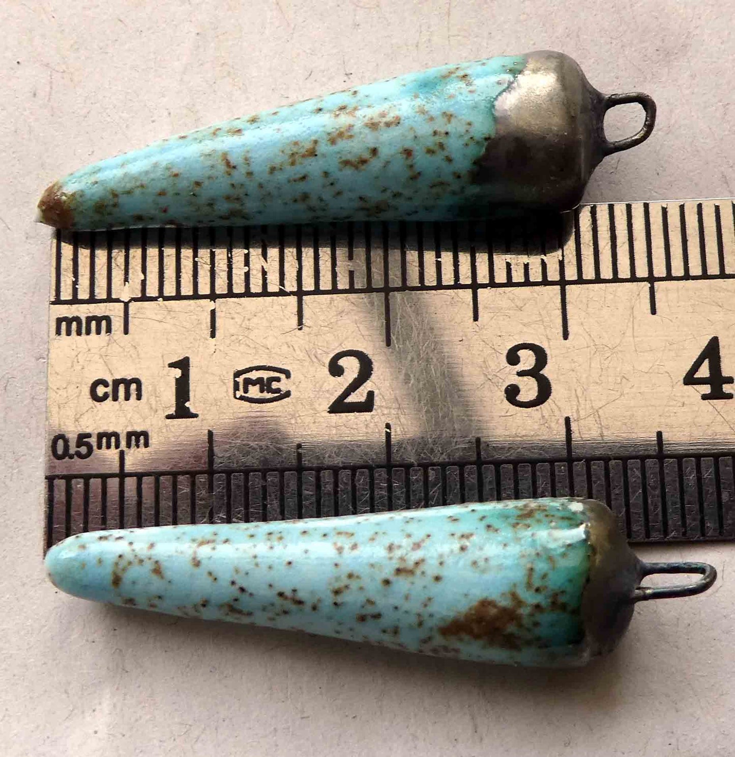 Ceramic Bronzy Spikes Earring Charms - Turquoise Sandstone
