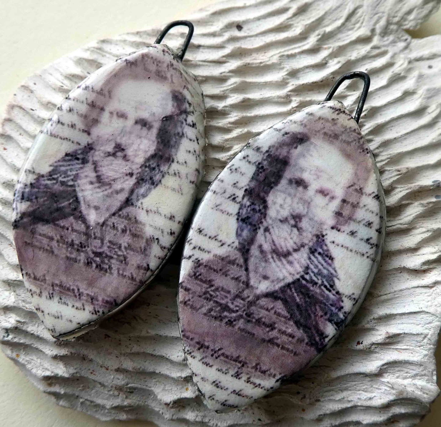 Ceramic Decal Earring Charms -Edgar Allan Poe