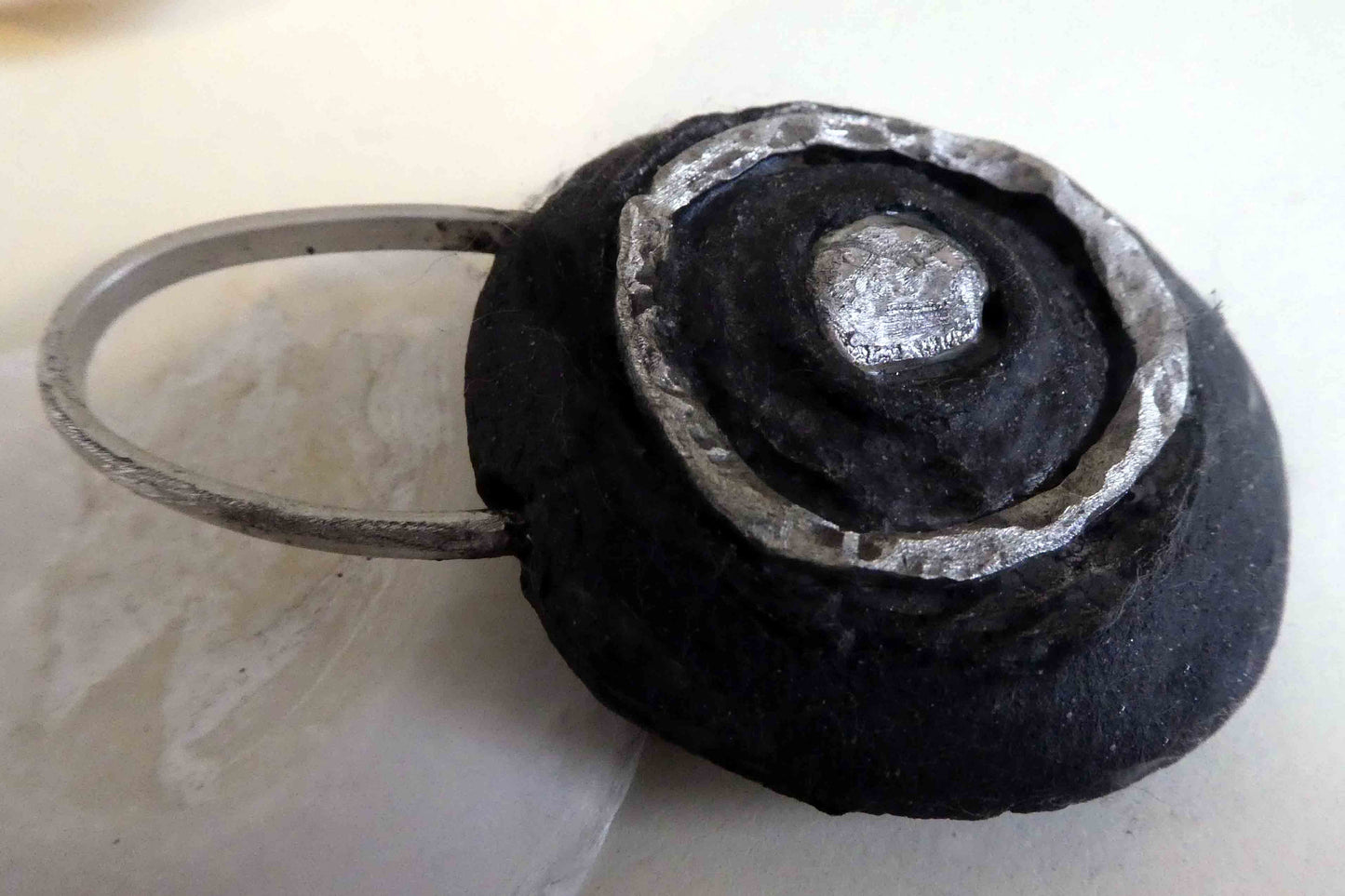 Unisex Black Ceramic and Silver Disc Pendant