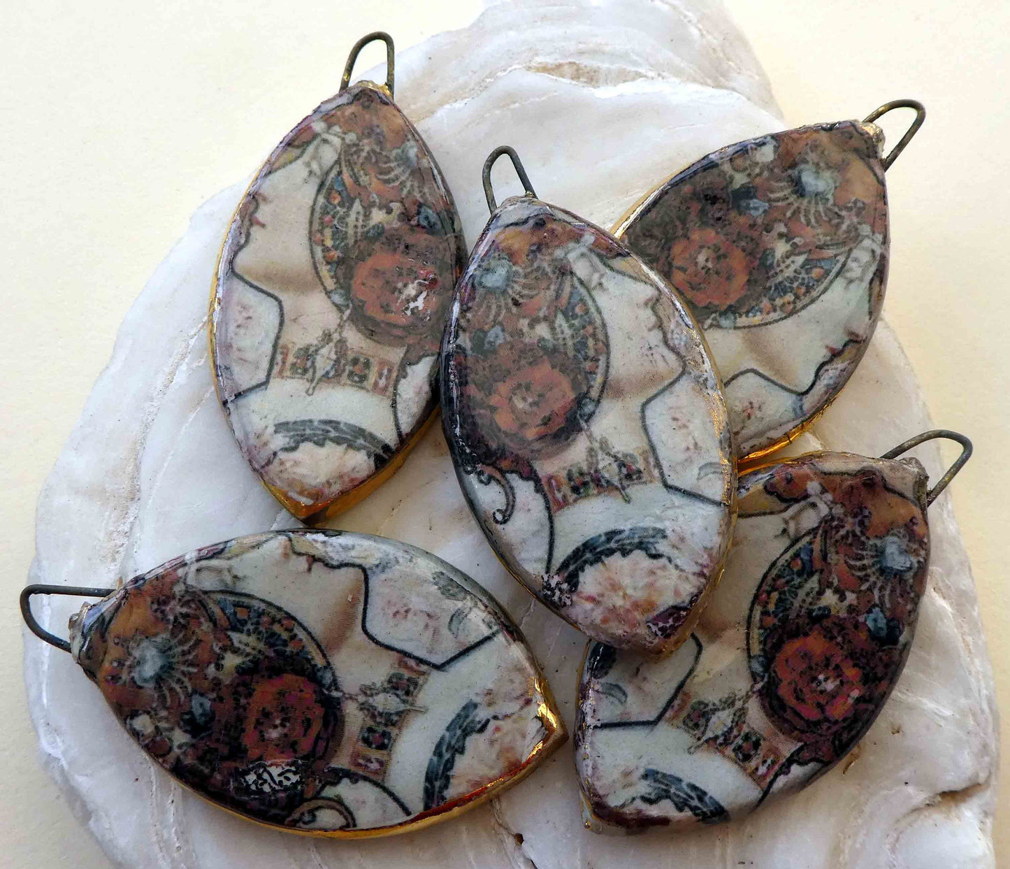 Ceramic Decal Mucha Earring Droppers #12
