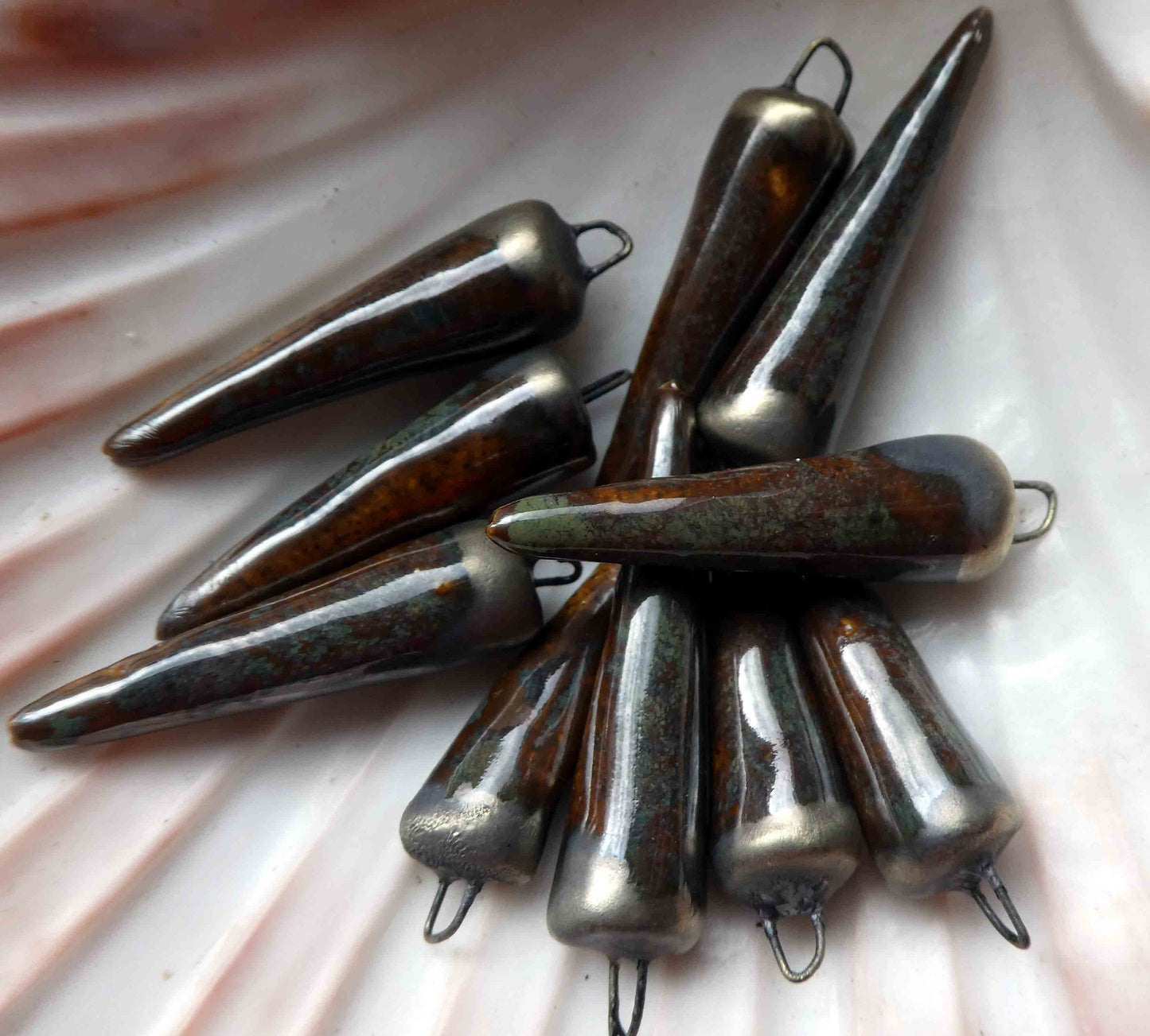 Ceramic Spikes Earring Charms -Stormy River