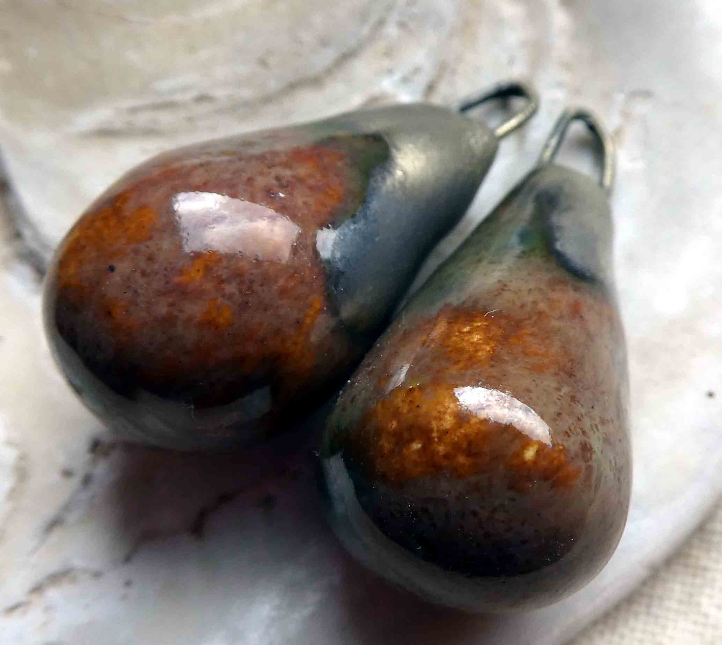 Ceramic Drops Earring Charms - River Stone