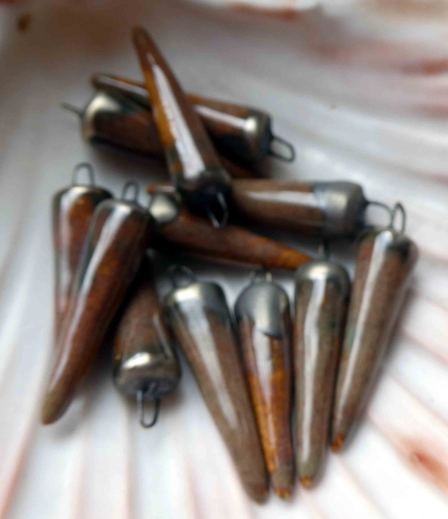 Ceramic Spikes Earring Charms -River Stone