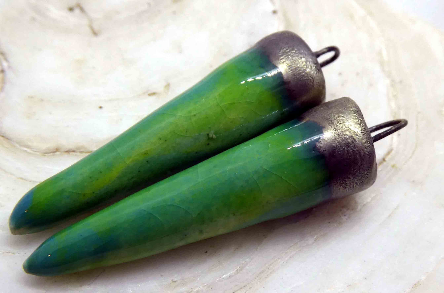 Ceramic Spikes Earring Charms - Caribbean Lime