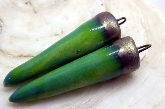 Ceramic Spikes Earring Charms - Caribbean Lime