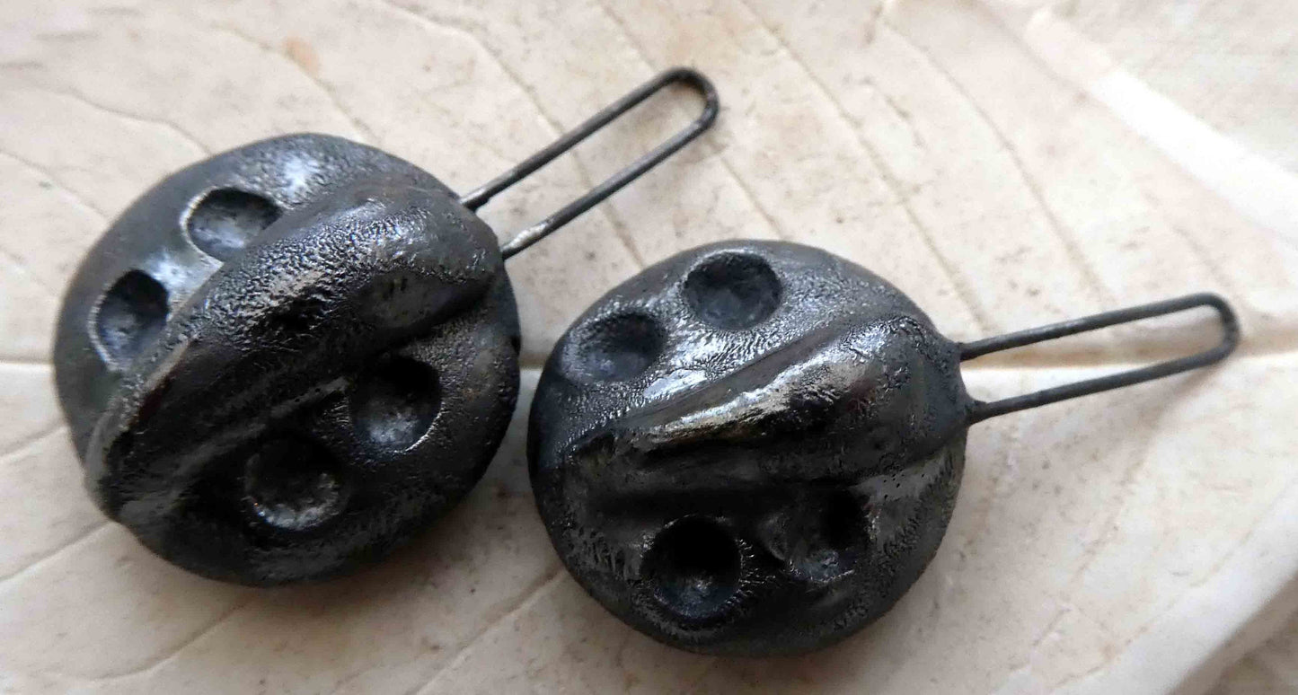 Ceramic Long Hoop Textured Disc Drops Earring Charms -Steel #1