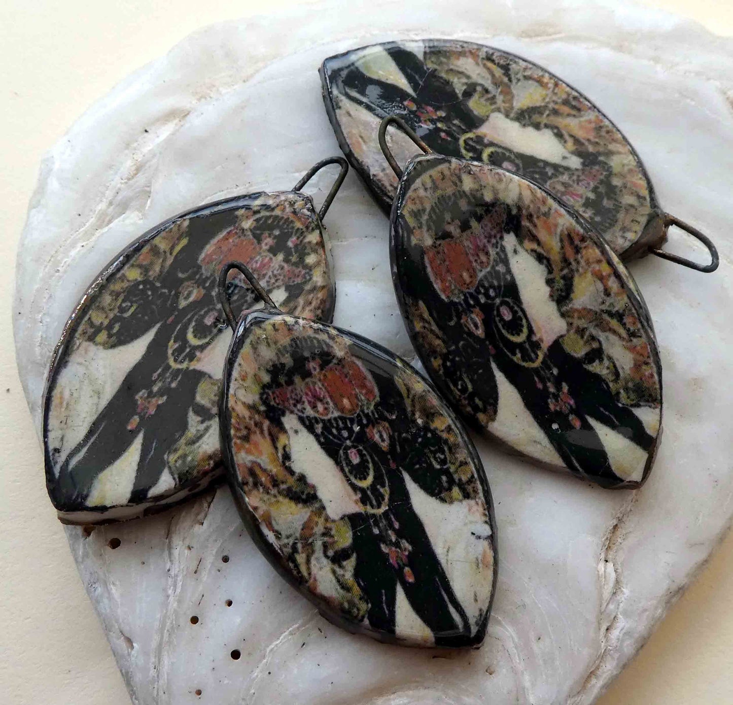 Ceramic Decal Mucha Earring Droppers #8