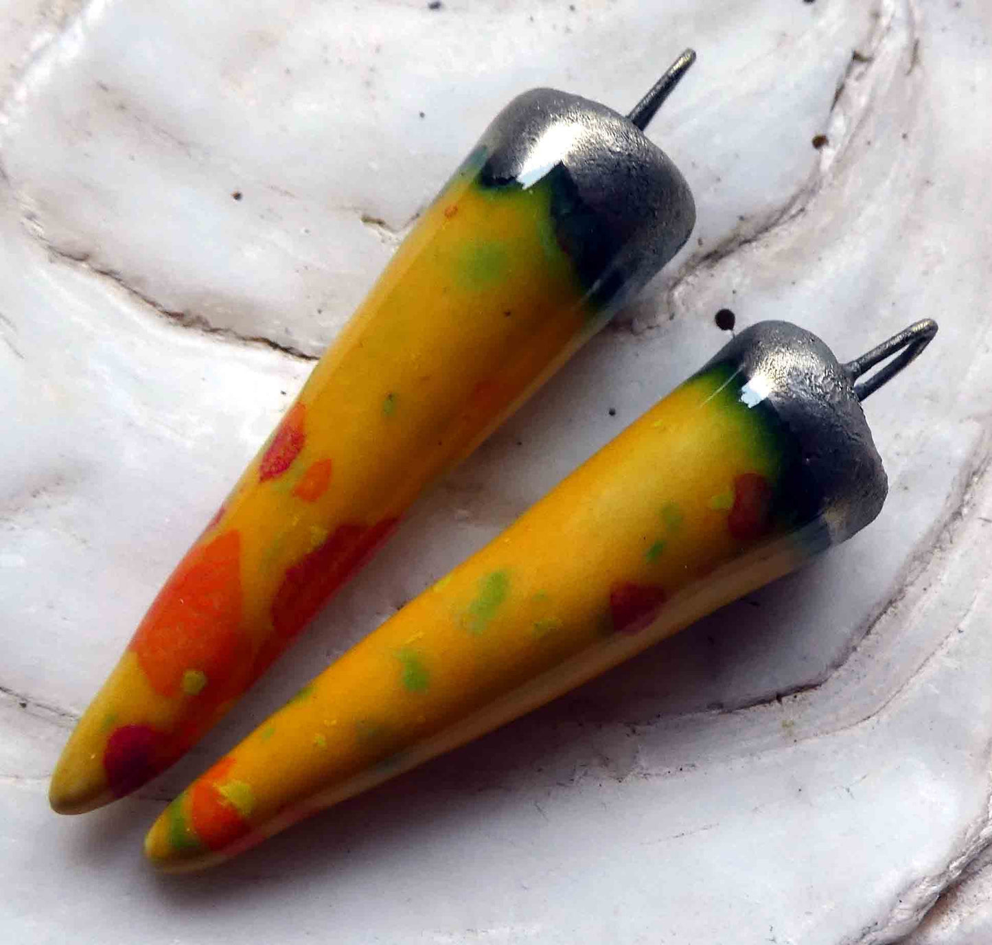 Ceramic Spike Earring Charms - Sassy Orange