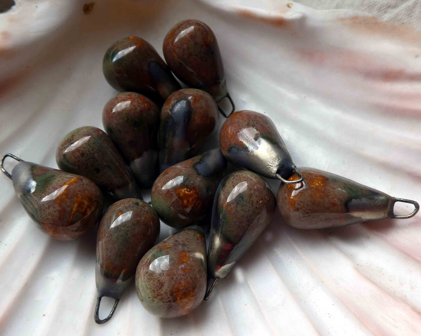 Ceramic Drops Earring Charms - River Stone