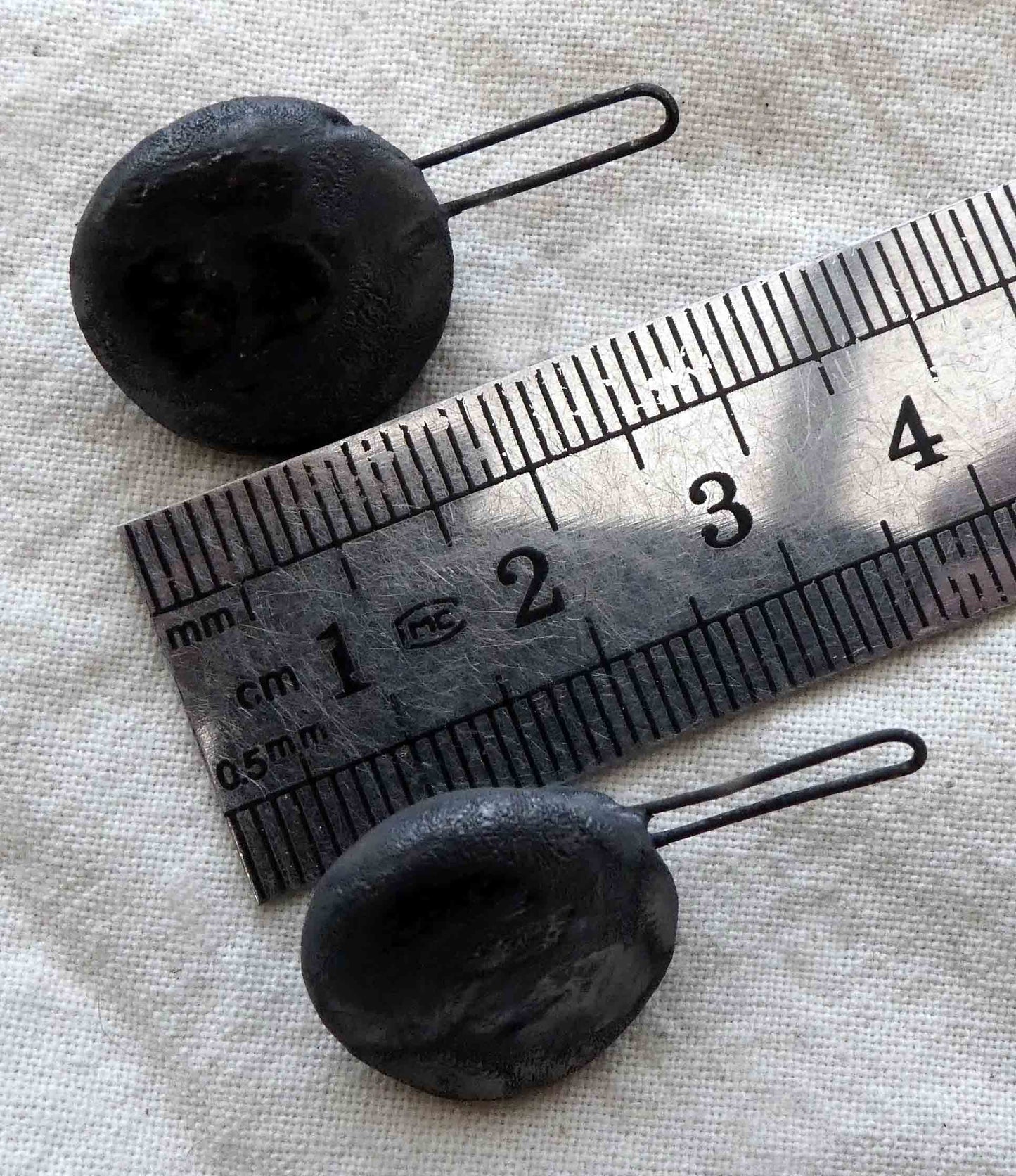 Ceramic Long Hoop Textured Disc Drops Earring Charms -Steel #1