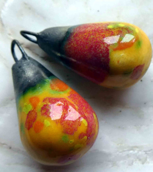 Ceramic Drops Earing Charms -Sassy Orange