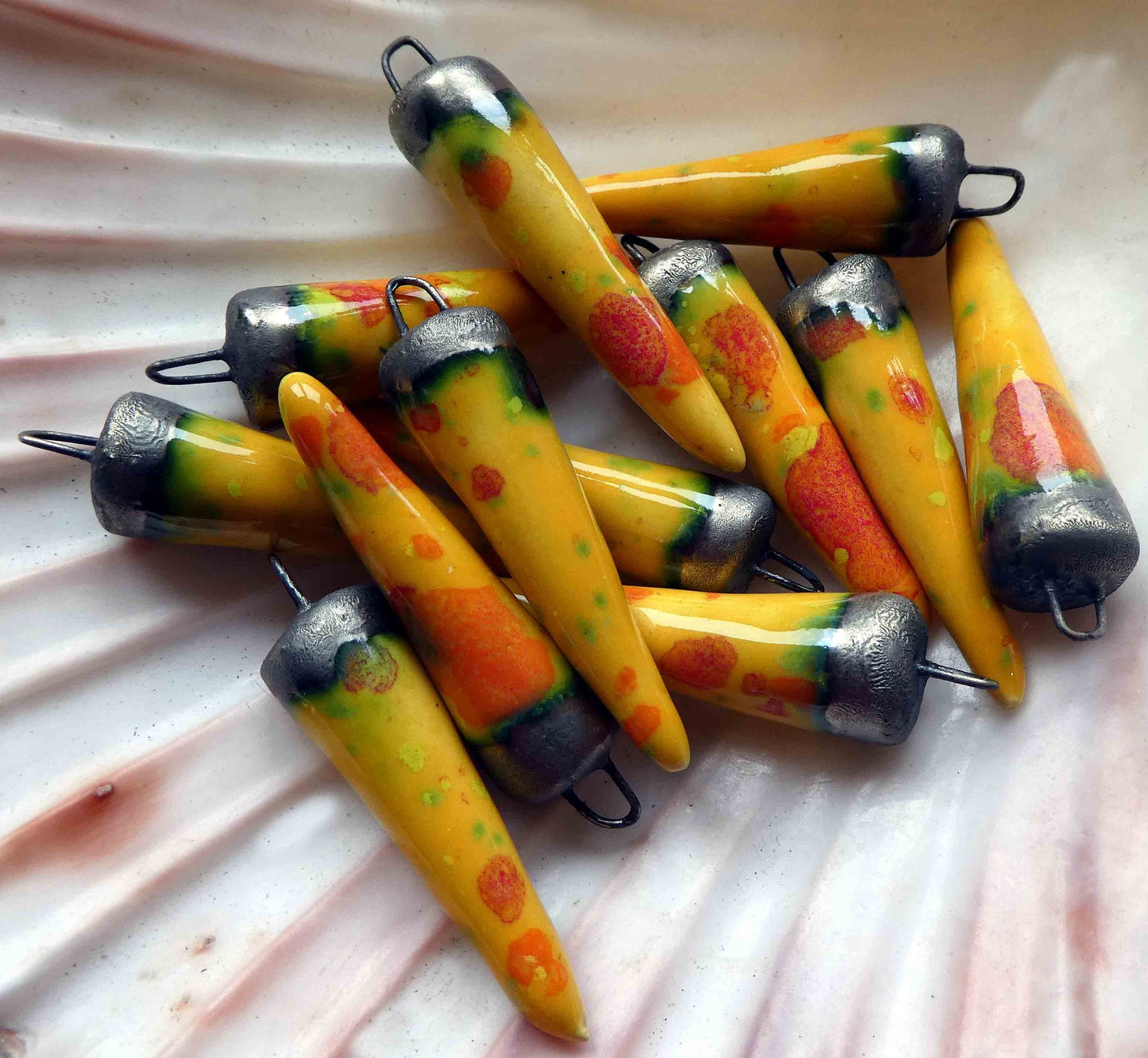 Ceramic Spike Earring Charms - Sassy Orange