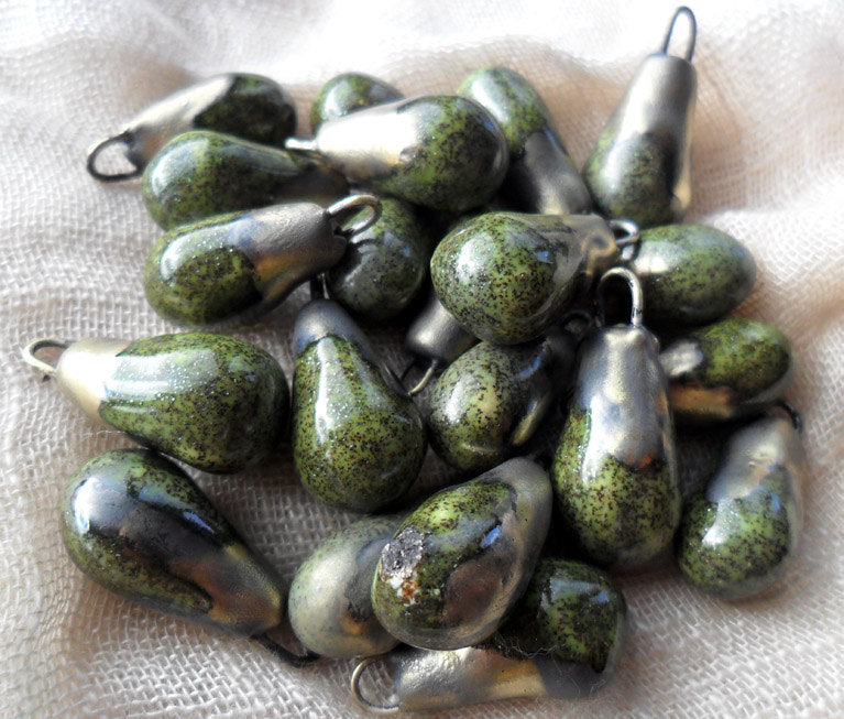 Ceramic Drops Earring Charms - Peridot Shimmer