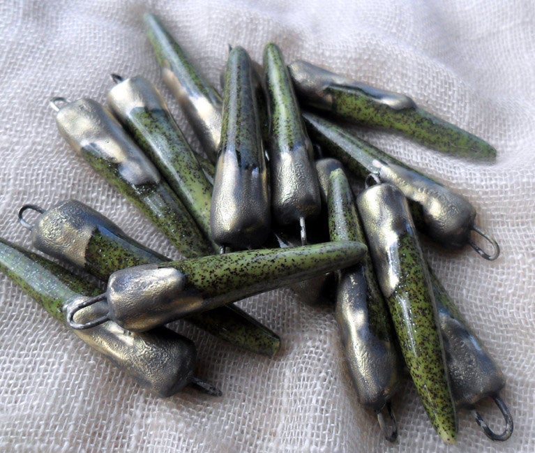 Ceramic Spikes Earring Charms -Peridot Shimmer