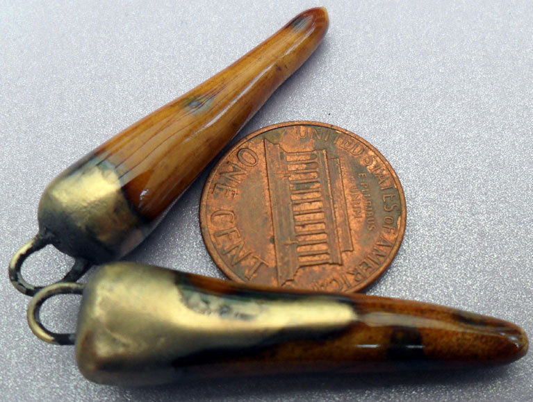 Ceramic Bronzy Spike Earring Charms - Cognac