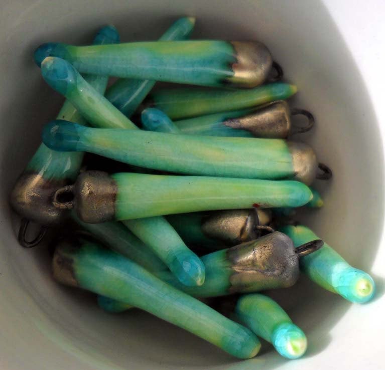 Ceramic Spikes Earring Charms - Lime