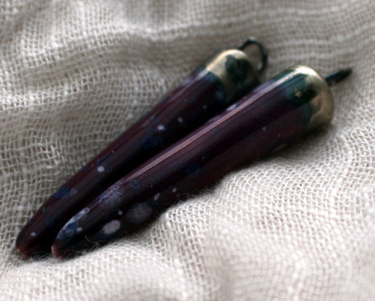 Ceramic Spikes Earring Charms -Plum Jelly