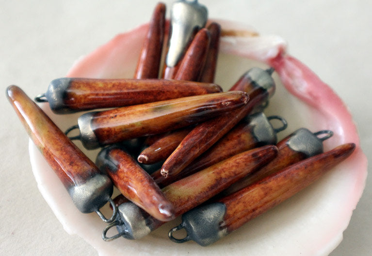 Ceramic Spikes Earring Charms -  Dragon's Breath