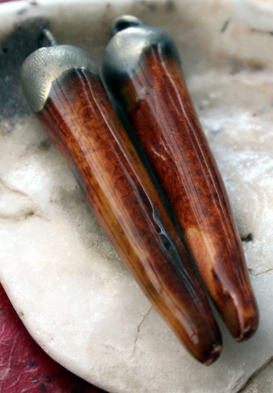 Ceramic Spikes Earring Charms -  Dragon's Breath