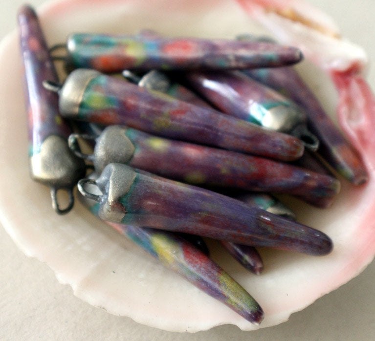 Ceramic Spikes Earring Charms - Floral Fantasy