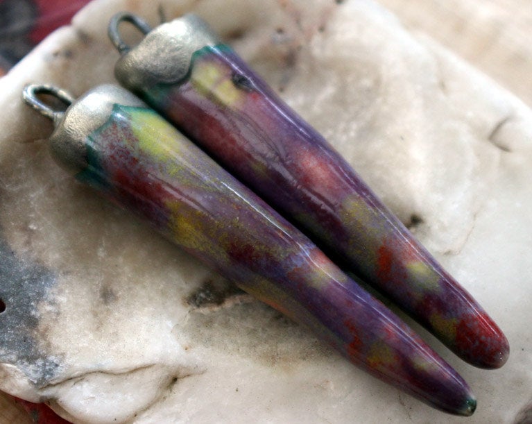 Ceramic Spikes Earring Charms - Floral Fantasy